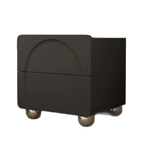 Traditional French MDF Carboe Steel Spherical Rectangular Nightstand With 2 Drawers For Bedroom