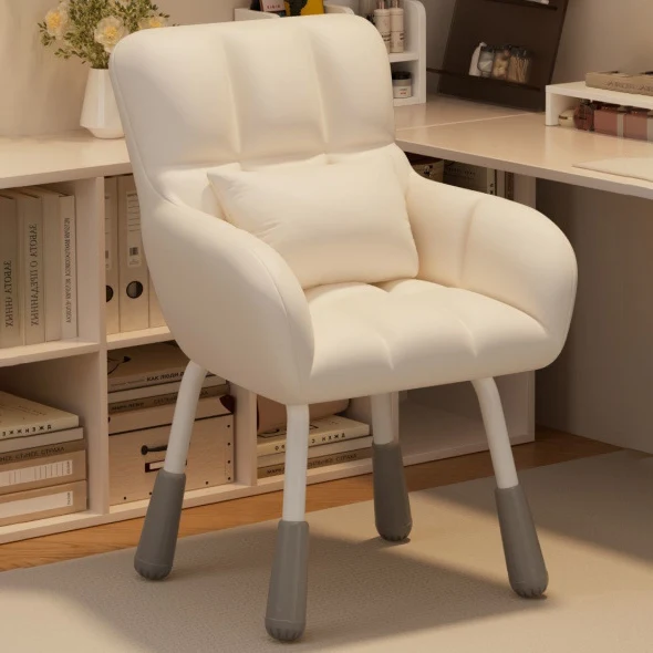 Contemporary Scandinavian Velvet PU Leather Steel Trapezoidal Square Desk Chair With Backrest For Home Office