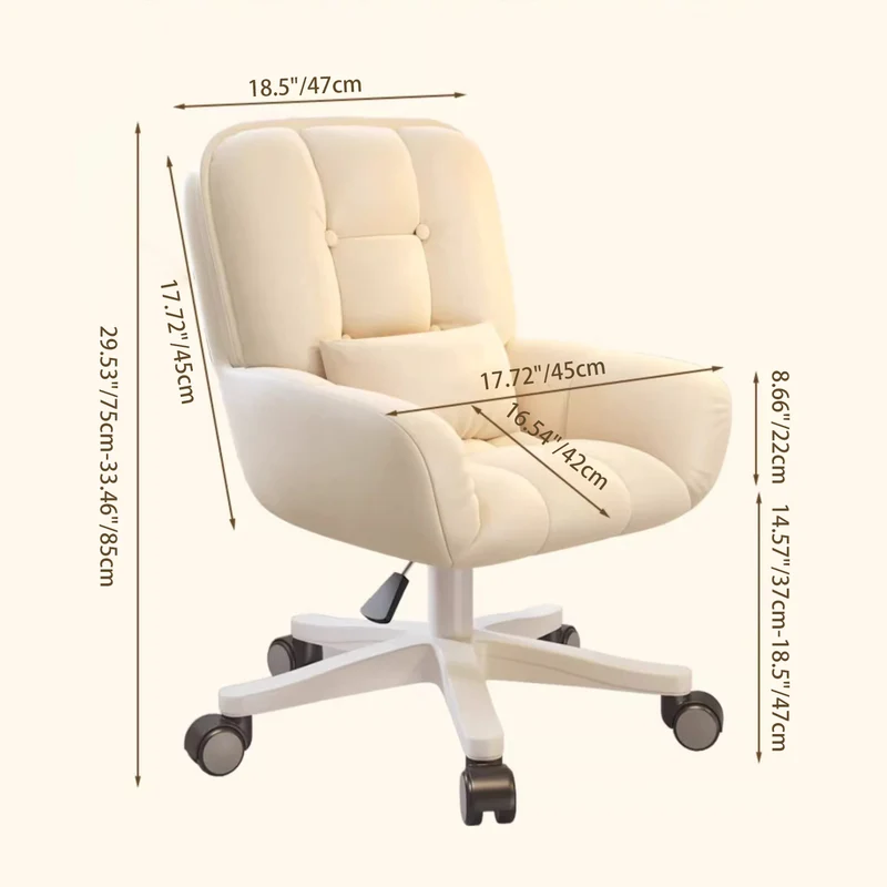 Modern Minimalist Penguin Velvet Carbon Steel Square Movable Desk Chair With Backrest For Home Office