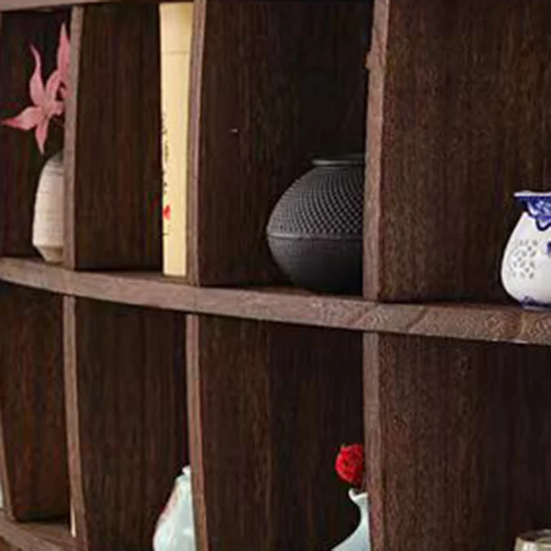 Traditional Chinese Curved Round Paulownia Wood Storage Shelf 5/7-Tier For Living Room