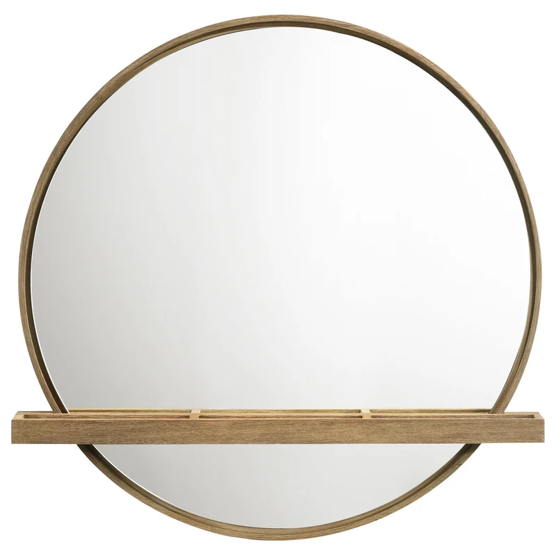 Coaster Furniture Arini 224308 Round Vanity Wall Mirror with Shelf - Sand Wash