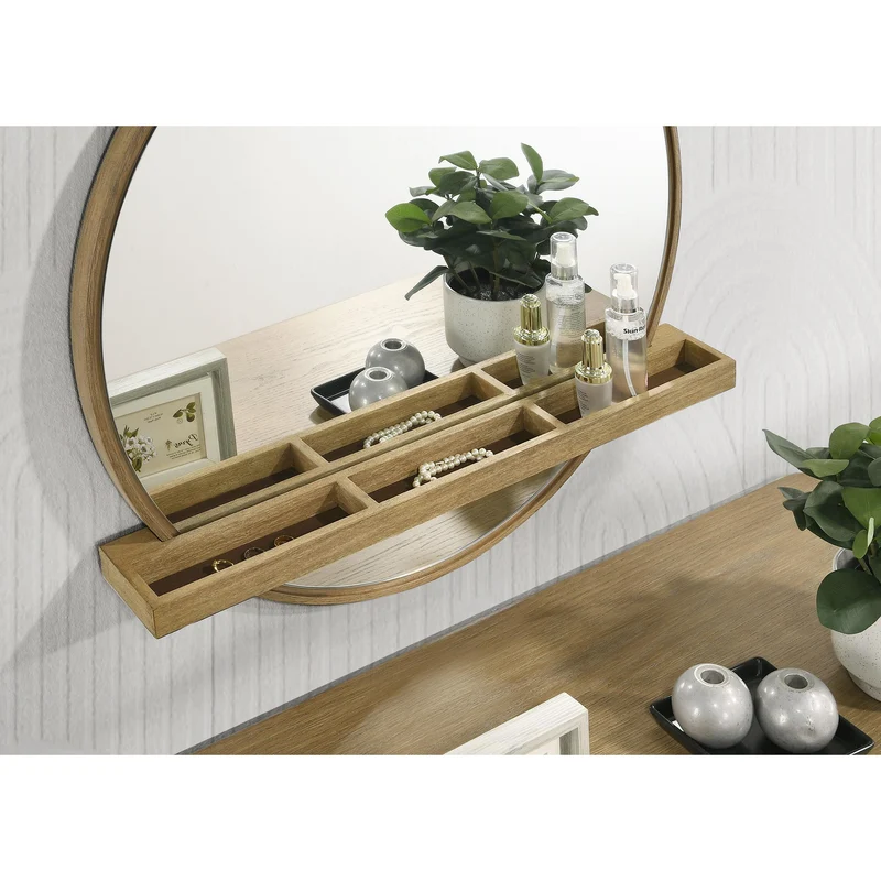 Coaster Furniture Arini 224308 Round Vanity Wall Mirror with Shelf - Sand Wash