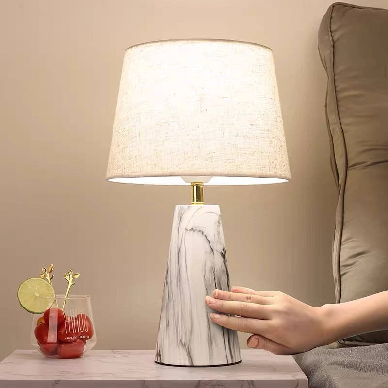 Contemporary Scandinavian Trapezoidal Base PVC Fabric Iron 1-Light Table Lamp For Bedroom