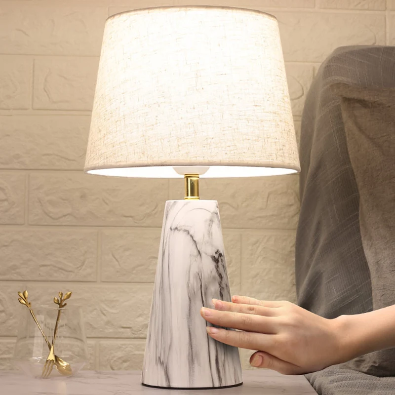 Contemporary Scandinavian Trapezoidal Base PVC Fabric Iron 1-Light Table Lamp For Bedroom