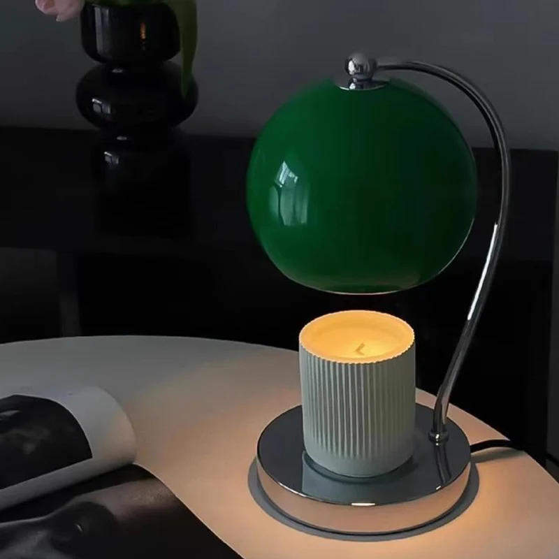Contemporary Scandinavian Spherical Shape Iron Glass 1-Light Melting Wax Table Lamp For Bedroom