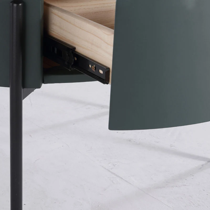 Durable Sintered Stone Top & Faux Leather Nightstand - Scandinavian Design Style Ellipse Bedside Table 1-Drawer For Bedroom