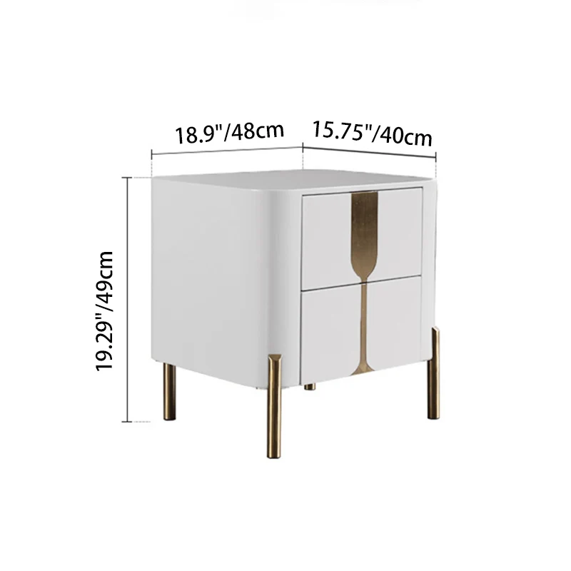 Refined Minimalist Nightstand - E1 Eco-Friendly Frame & Premium Baked Enamel Surface Bedside Table 2-Drawer For Bedroom & Living Room