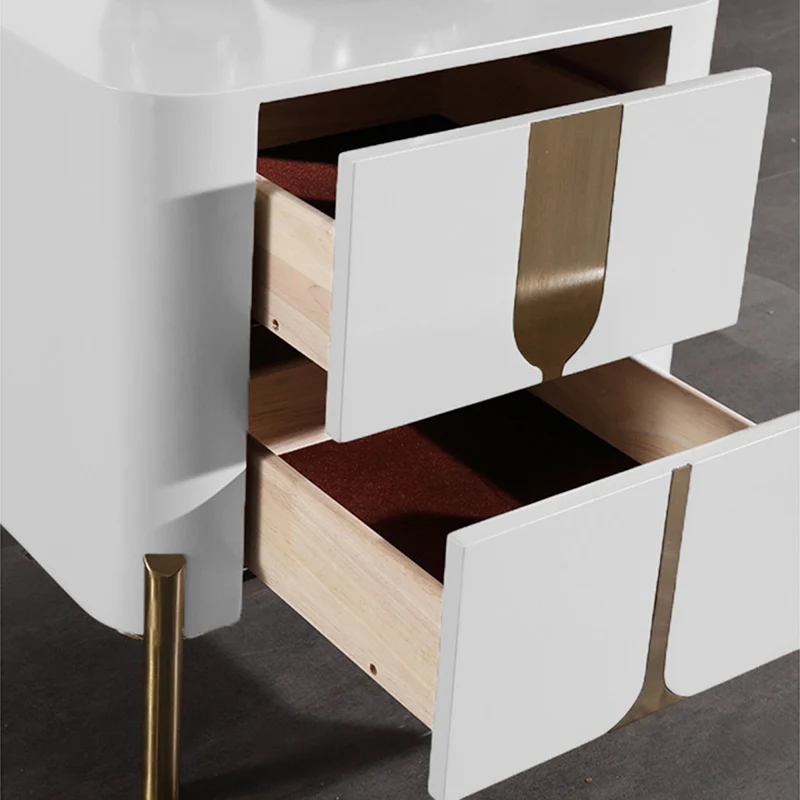 Refined Minimalist Nightstand - E1 Eco-Friendly Frame & Premium Baked Enamel Surface Bedside Table 2-Drawer For Bedroom & Living Room