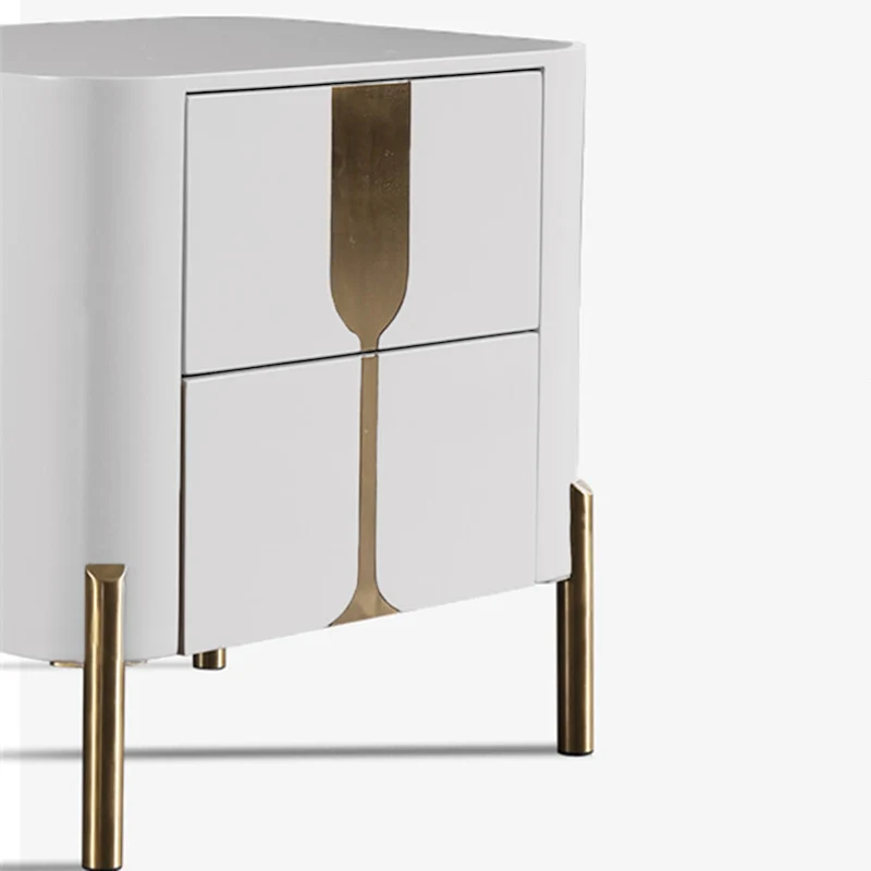 Refined Minimalist Nightstand - E1 Eco-Friendly Frame & Premium Baked Enamel Surface Bedside Table 2-Drawer For Bedroom & Living Room