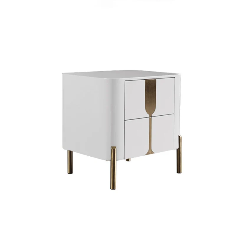 Refined Minimalist Nightstand - E1 Eco-Friendly Frame & Premium Baked Enamel Surface Bedside Table 2-Drawer For Bedroom & Living Room