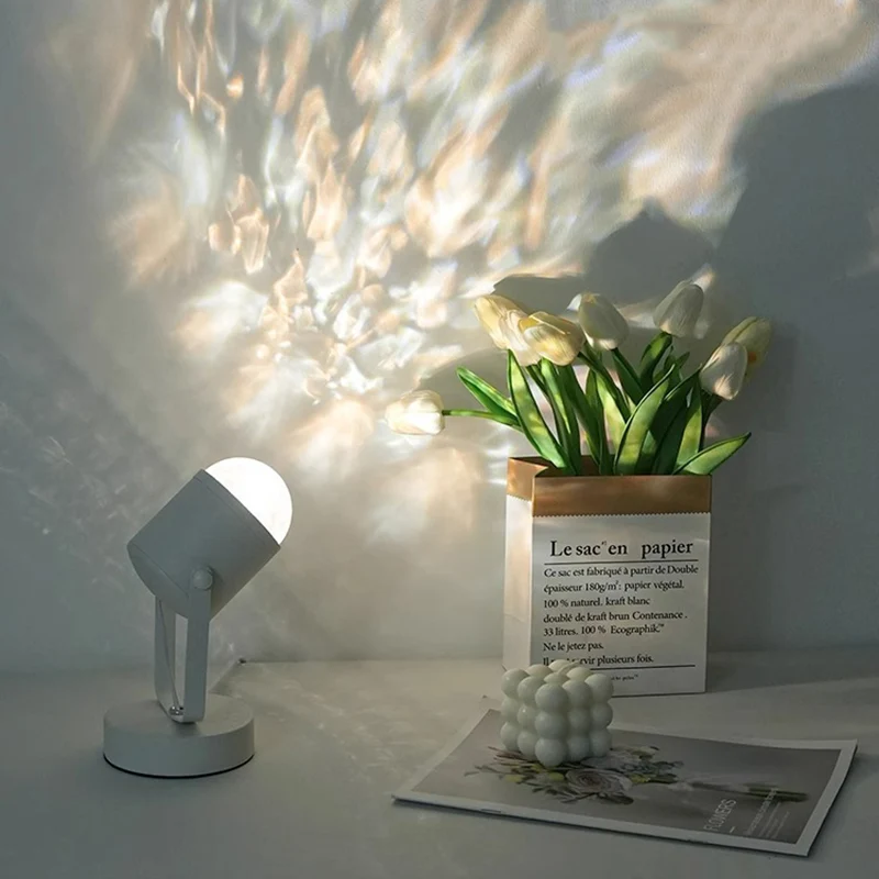 Modern Simplicity USB Water Ripple Cylinder Iron PVC LED Ambient Table Lamp For Bedroom