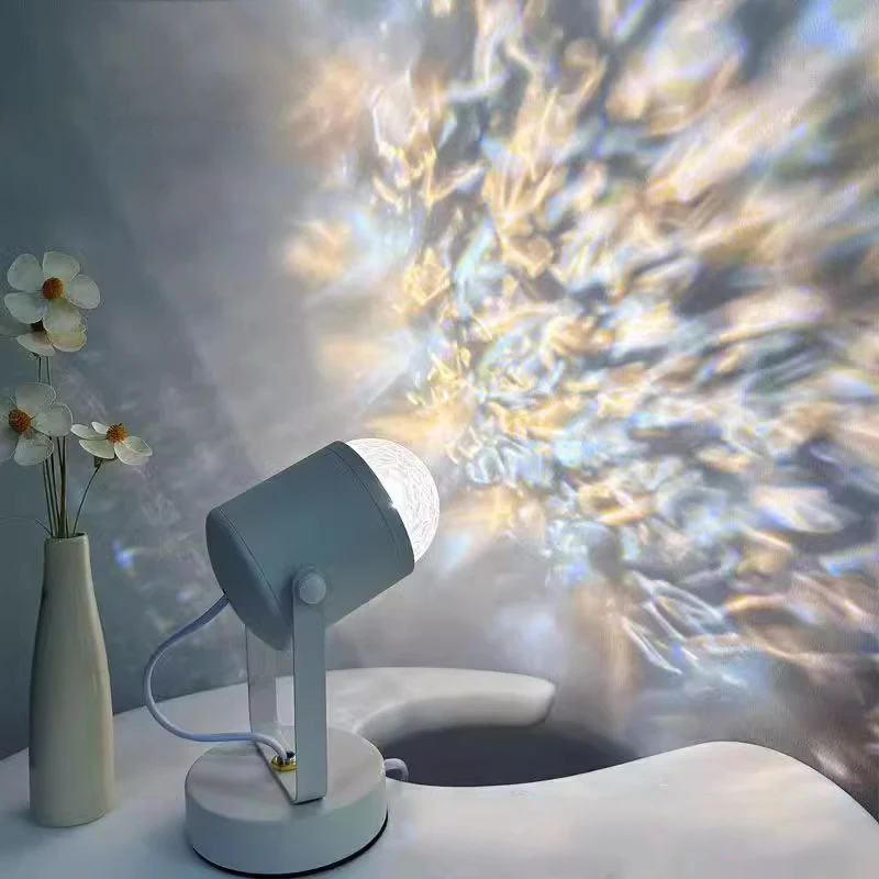 Modern Simplicity USB Water Ripple Cylinder Iron PVC LED Ambient Table Lamp For Bedroom