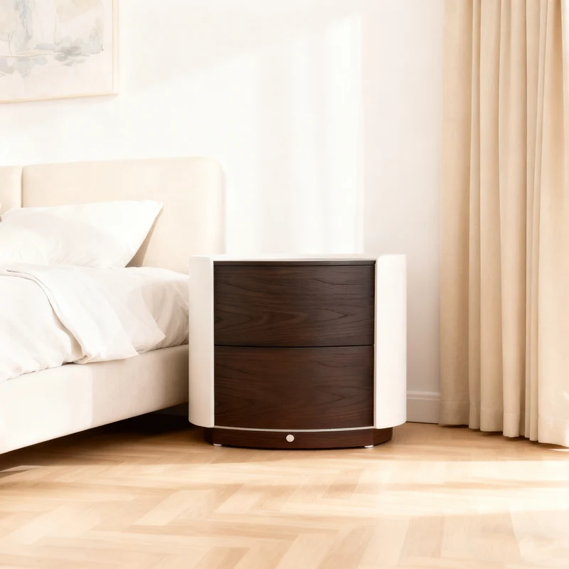 Vintage-Inspired Smart Nightstand - Wireless Fast Charging & Easy Functionality Bedside Table 2-Drawer For Bedroom