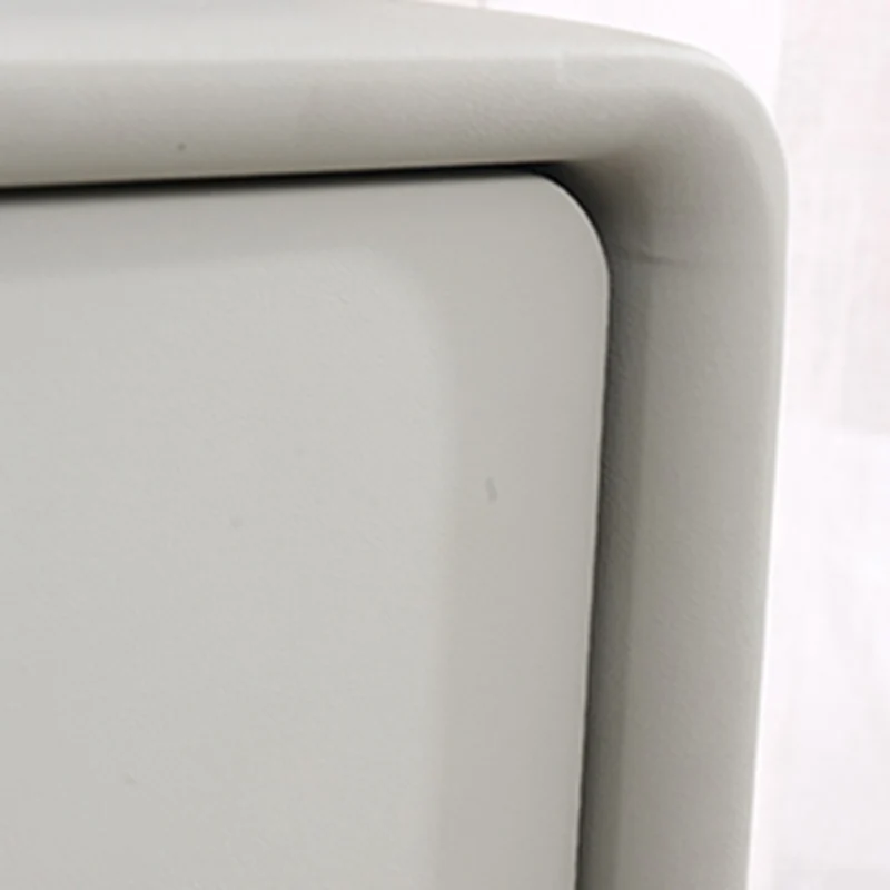 Modern Minimalist Design Nightstand - Refined Rounded Corners & Luxe Faux PVC Leather Charm Bedside Table 2-Drawer For Bedroom