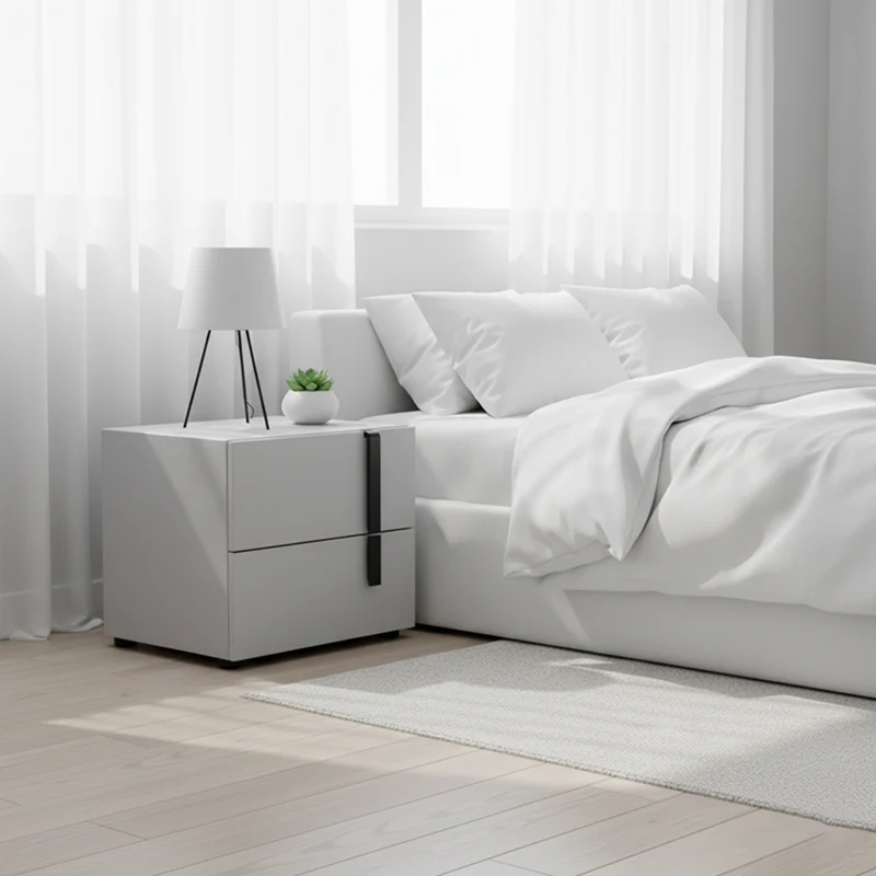 Contemporary Nordic Nightstand - Soft-Touch Storage & Natural Eco-Friendly Charm Bedside Table 2-Drawer For Bedroom & Living Room