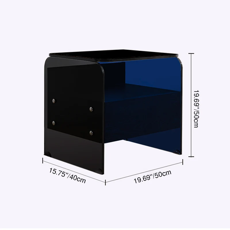 Maximize Storage Industrial Nightstand - Scratch-Resistant Tempered Glass Bedside Table 1-Drawer For Bedroom & Living Room