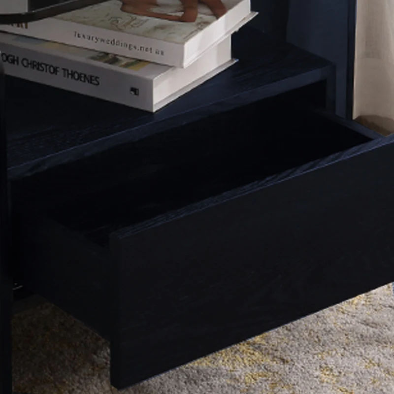 Maximize Storage Industrial Nightstand - Scratch-Resistant Tempered Glass Bedside Table 1-Drawer For Bedroom & Living Room