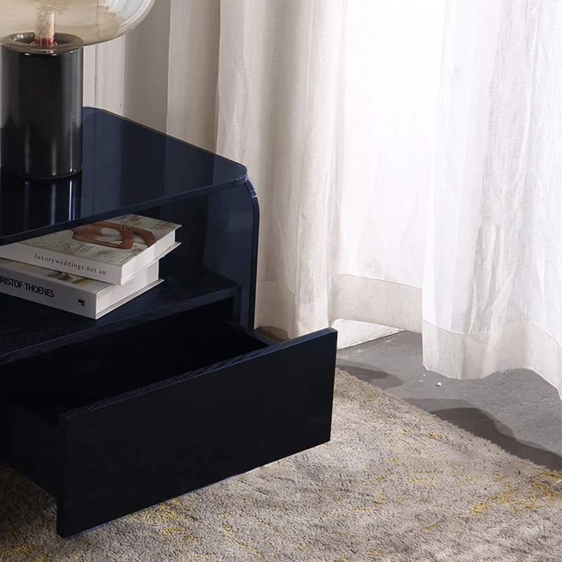 Maximize Storage Industrial Nightstand - Scratch-Resistant Tempered Glass Bedside Table 1-Drawer For Bedroom & Living Room