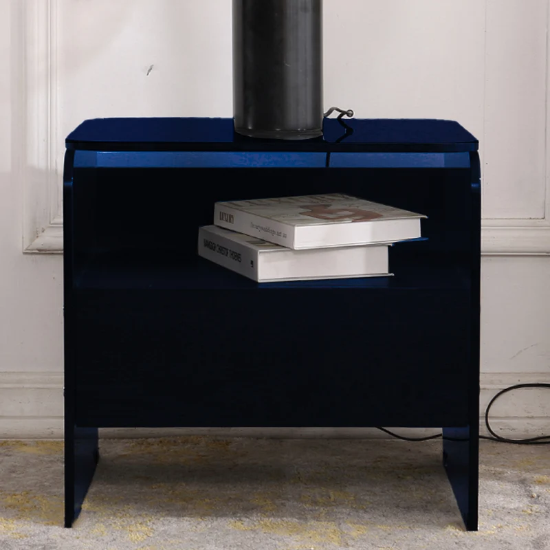Maximize Storage Industrial Nightstand - Scratch-Resistant Tempered Glass Bedside Table 1-Drawer For Bedroom & Living Room