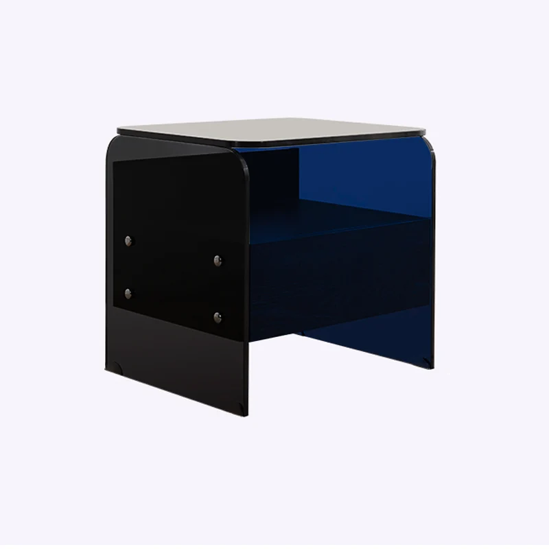 Maximize Storage Industrial Nightstand - Scratch-Resistant Tempered Glass Bedside Table 1-Drawer For Bedroom & Living Room