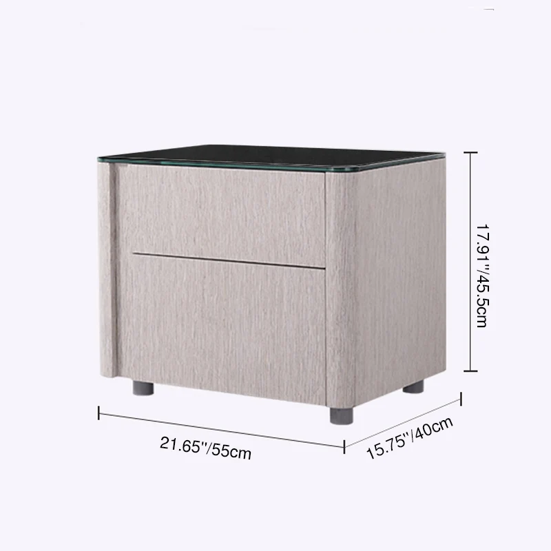 Sleek Style & Effortless Storage Nightstand - Tempered Glass Top & Push-to-Open Bedside Table 2-Drawer For Bedroom