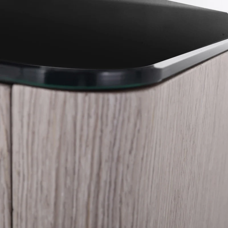 Sleek Style & Effortless Storage Nightstand - Tempered Glass Top & Push-to-Open Bedside Table 2-Drawer For Bedroom