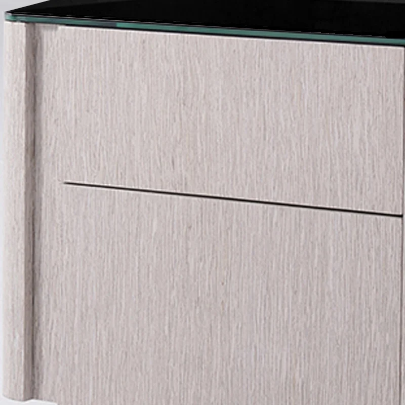 Sleek Style & Effortless Storage Nightstand - Tempered Glass Top & Push-to-Open Bedside Table 2-Drawer For Bedroom