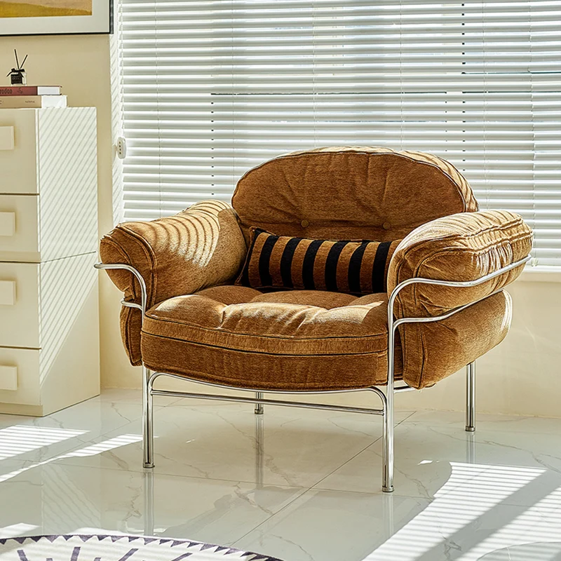 Traditional Vintage Arc Cloud Plywood Stainless Steel Chenille Cloud Cotton Down Feather Sofa 1/2/3-Seater For Living Room