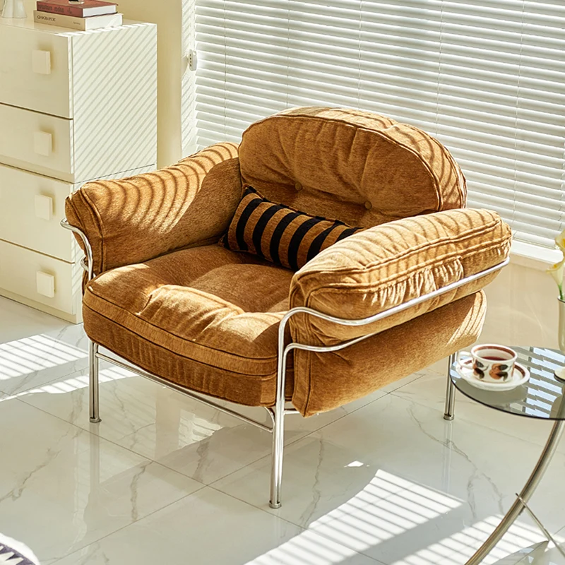 Traditional Vintage Arc Cloud Plywood Stainless Steel Chenille Cloud Cotton Down Feather Sofa 1/2/3-Seater For Living Room