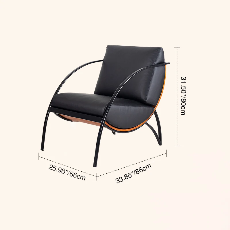 Contemporary Retro Curved Rectangular Plywood Iron Microfiber Leather Detachable Accent Chair Backrest Armrest For Living Room
