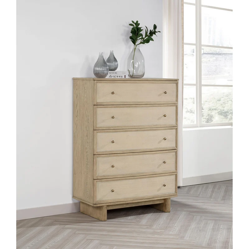 Coaster Furniture Kailani 225045 5-Drawer Bedroom Chest of Drawers - Beige Oak