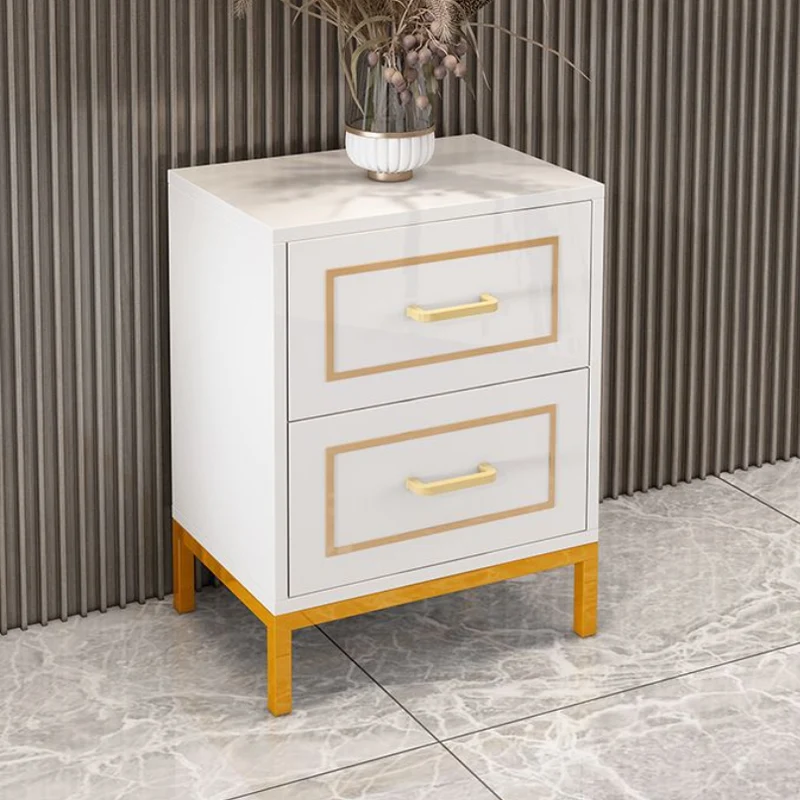 Contemporary Scandinavian Engineered Wood Rectangular Nightstand 2-Drawer For Bedroom
