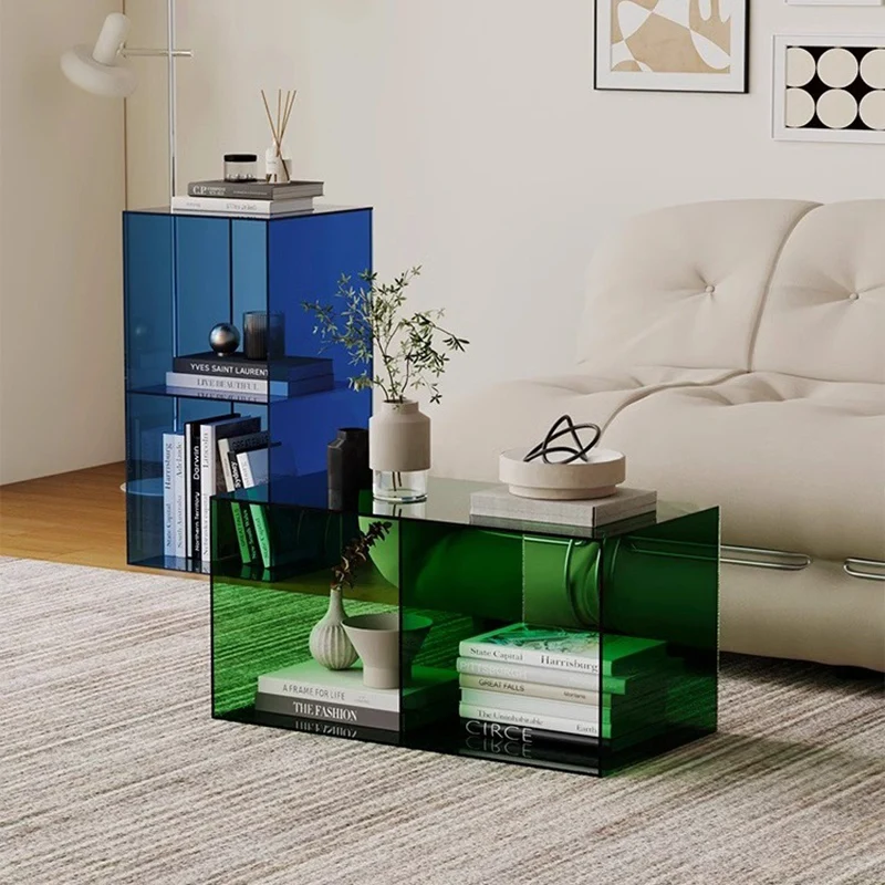 Contemporary Creative Acrylic Rectangular End Table 3-Tier For Living Room