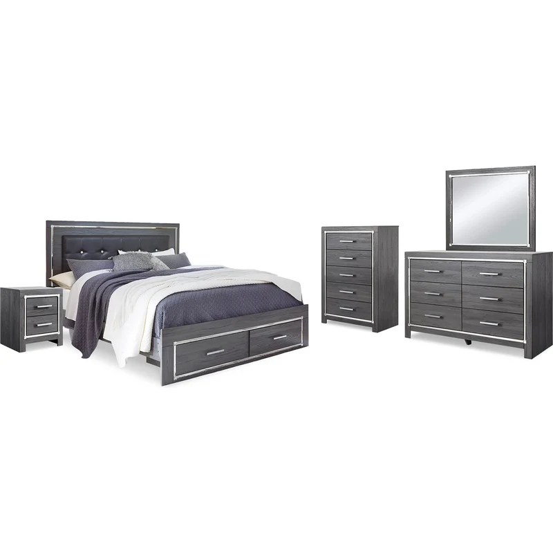 Signature Design by Ashley Lodanna B214B32 7 pc King Panel Storage Bedroom Set