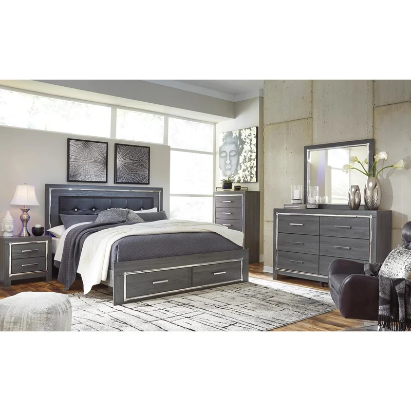 Signature Design by Ashley Lodanna B214B29 8 pc King Panel Storage Bedroom Set