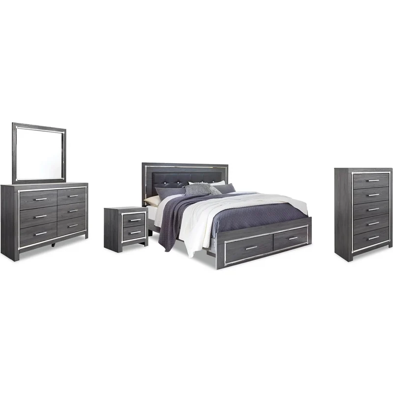 Signature Design by Ashley Lodanna B214B25 7 pc King Panel Storage Bedroom Set