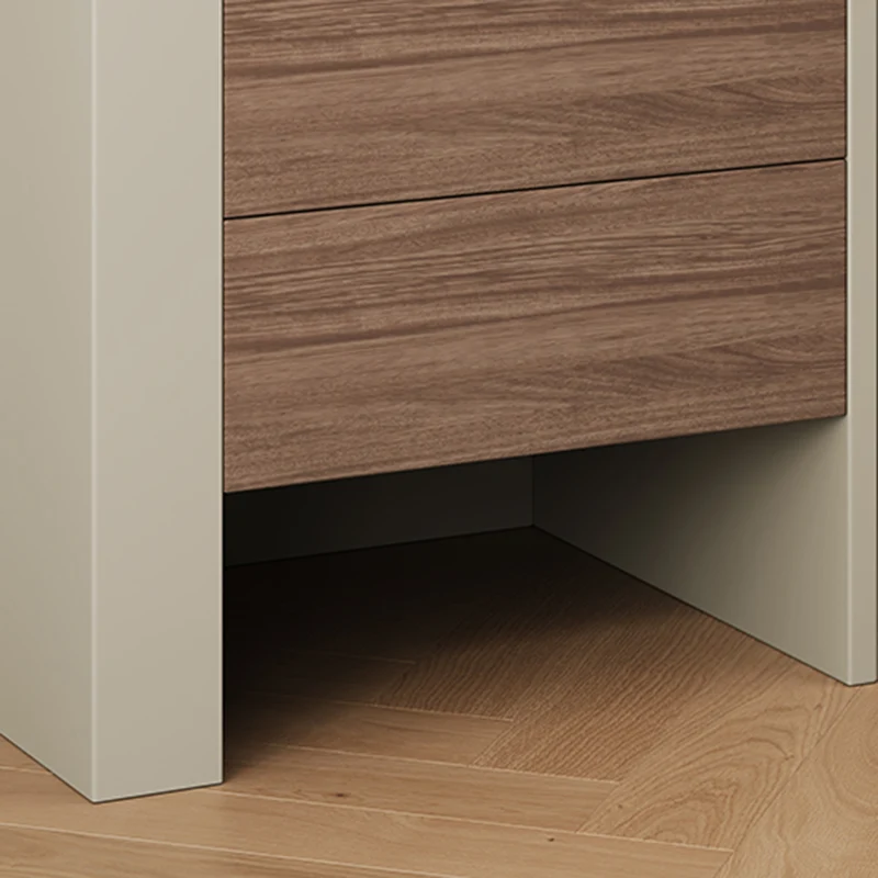 Contemporary Luxury Square Eco-Friendly Engineered Wood Plywood Pine Wood Metal Nightstand 2-Drawer For Bedroom