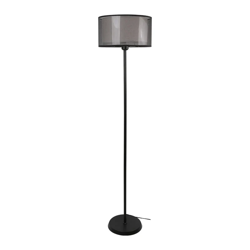 Modern Minimalist Double-Layer Cylindrical Metal Fabric 1-Light Standing Floor Lamp For Living Room