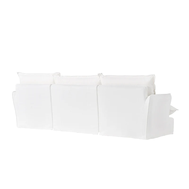 Pearl White Birch Wood Sofa – Minimalist Pillow-Style Settee Bench With 2/3 Seater for Living Room