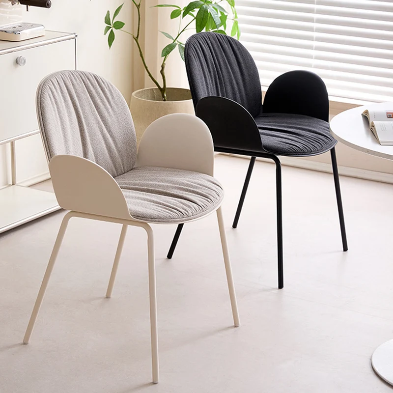 Contemporary Nordic Plastic Iron Cotton Linen Accent Chair Backrest Armrest For Living Room