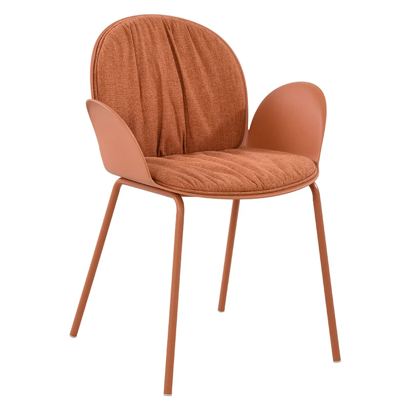 Contemporary Nordic Plastic Iron Cotton Linen Accent Chair Backrest Armrest For Living Room