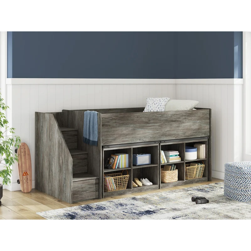 Signature Design by Ashley Frandern B4480B25 Twin Loft Bed with Bookcase Storage