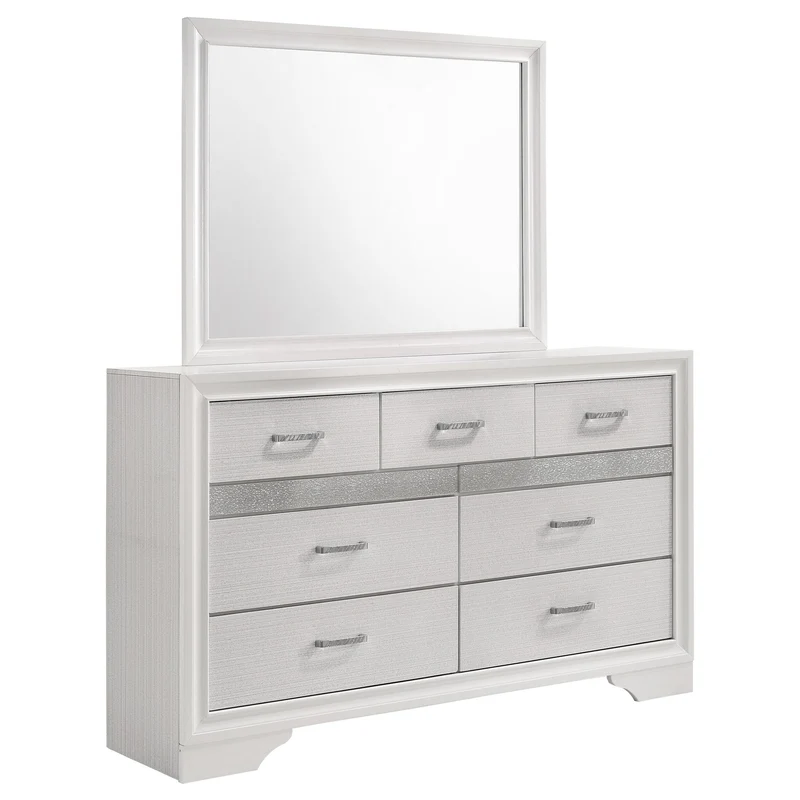 Coaster Furniture Miranda 205113M 7-Drawer Dresser with Mirror - White
