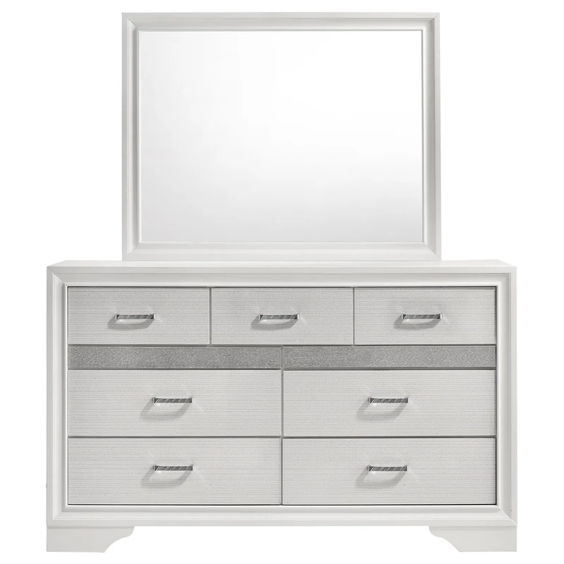 Coaster Furniture Miranda 205113M 7-Drawer Dresser with Mirror - White