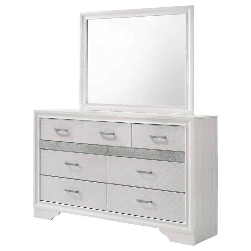 Coaster Furniture Miranda 205113M 7-Drawer Dresser with Mirror - White