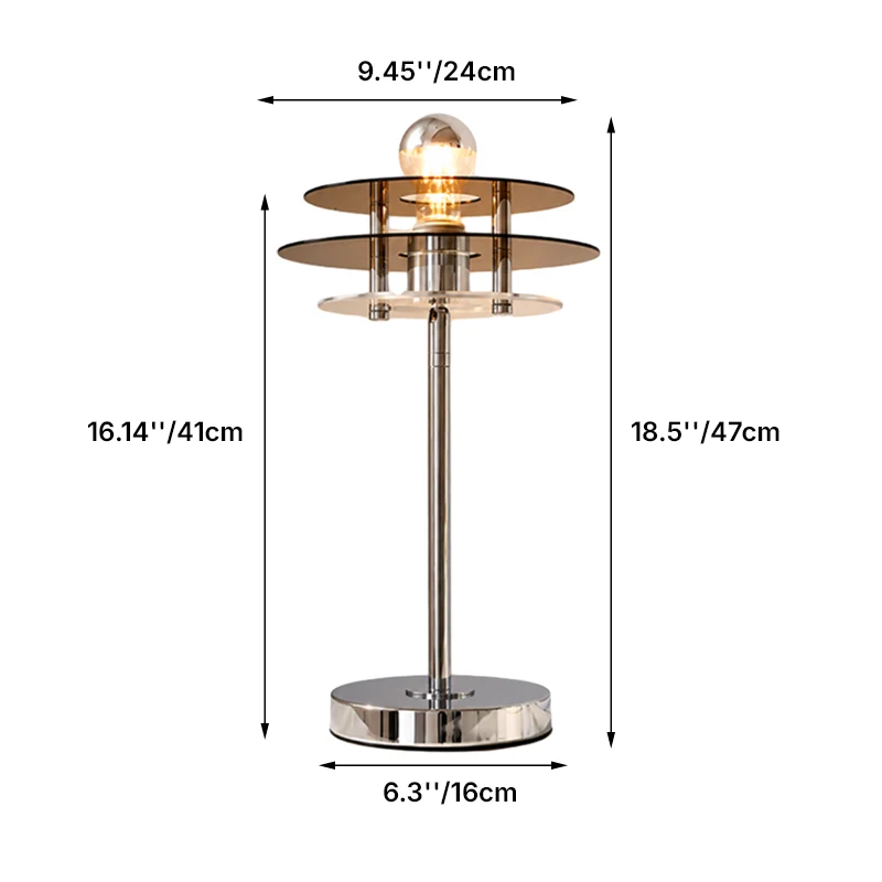 Modern Mid-Century Round Flying Saucer Iron Acrylic 1-Light Table Lamp For Bedroom