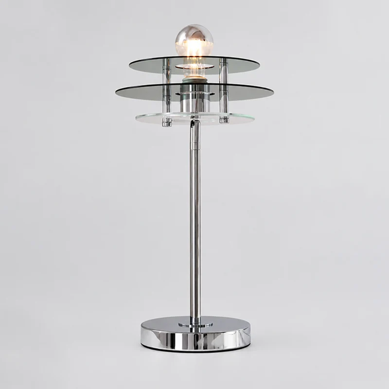 Modern Mid-Century Round Flying Saucer Iron Acrylic 1-Light Table Lamp For Bedroom