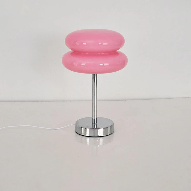 Contemporary Creative Round Mushroom USB Glass Iron LED Table Lamp For Living Room