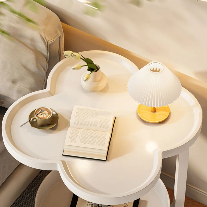 Contemporary Creative Metal Movable Flower-Shaped Round Side Table With 2 Tiers For Living Room