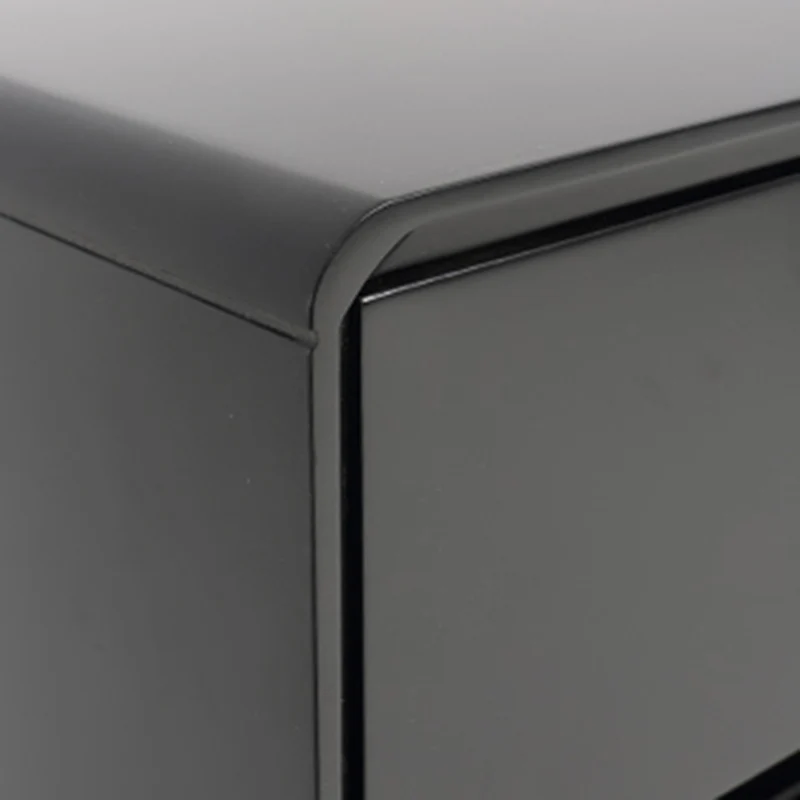 Modern Minimalist Black 2-Drawer Storage Nightstand - Matte Finish Stainless Steel Base Bedside Table For Bedroom